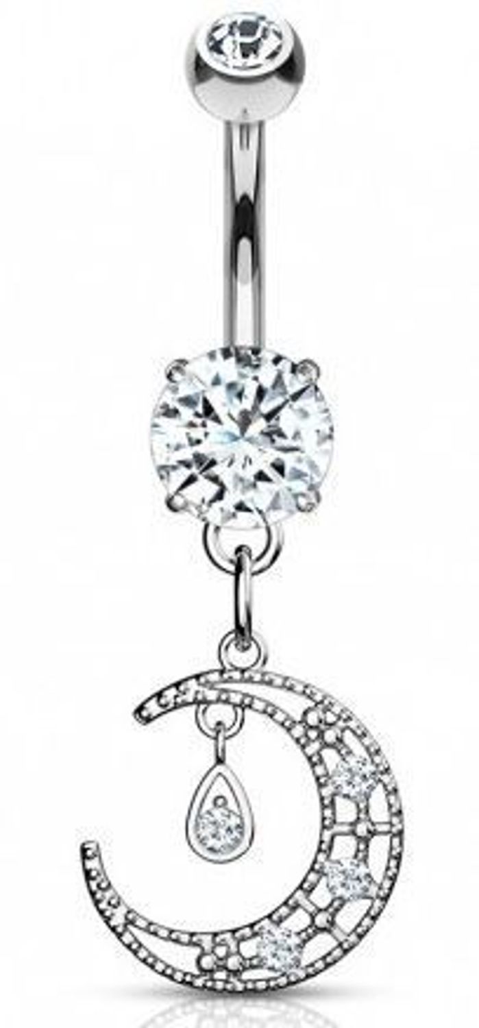 Kolczyk do pępka z półksiężycem i kryształkami  Stal chirurgiczna.jpg